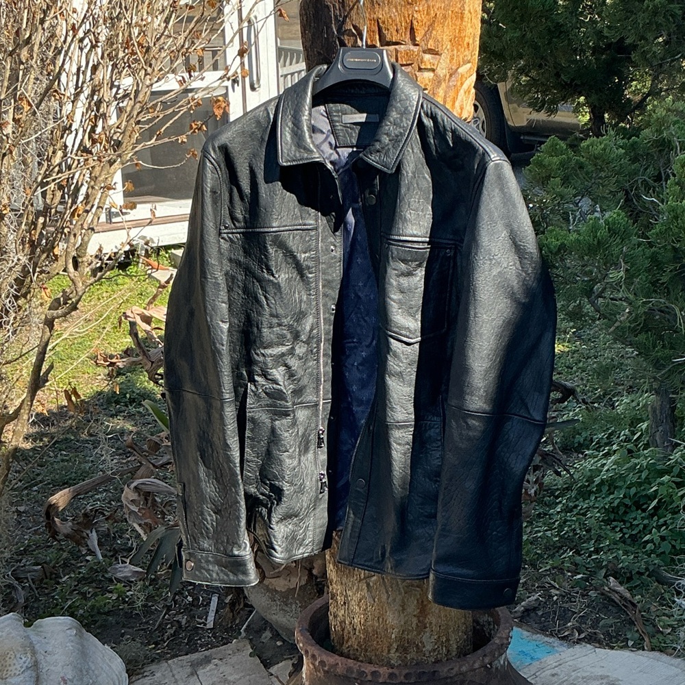 John Varvatos Black Leather Jacket